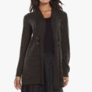 Fortune + Ivy Sawyer Open Gray Shawl Collared Cardigan Stitch Fix Long Line